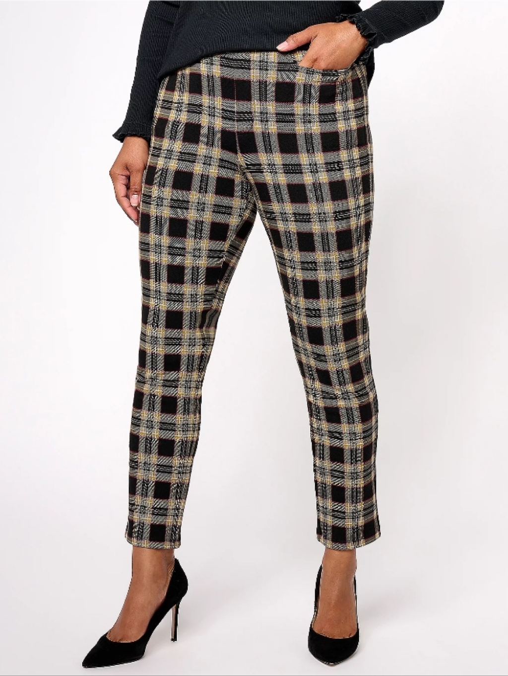 Susan Graver Weekend Regular Printed French Knit Ava Slim Ankle Pants- S